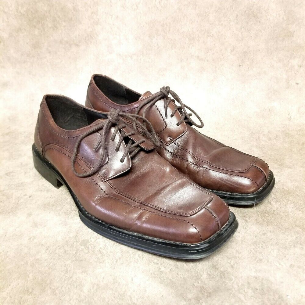 Axcess Mens Bleeker  Size 10.5 Brown Leather Lace Up Split Toe Oxford Dress Shoe